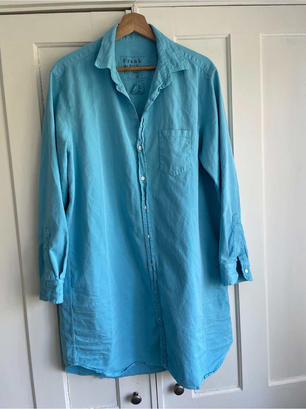 Frank & Eileen Women’s XL Mary Shirt Dress Robins Egg Blue Button Down Front